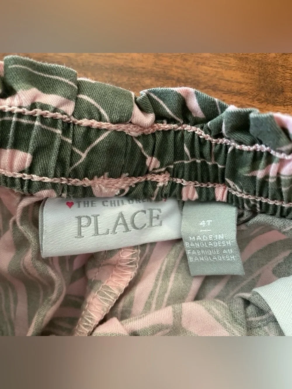 Children's Place Girls Pink Green Leaf Print Tank Top + Shorts Size 4T Girly